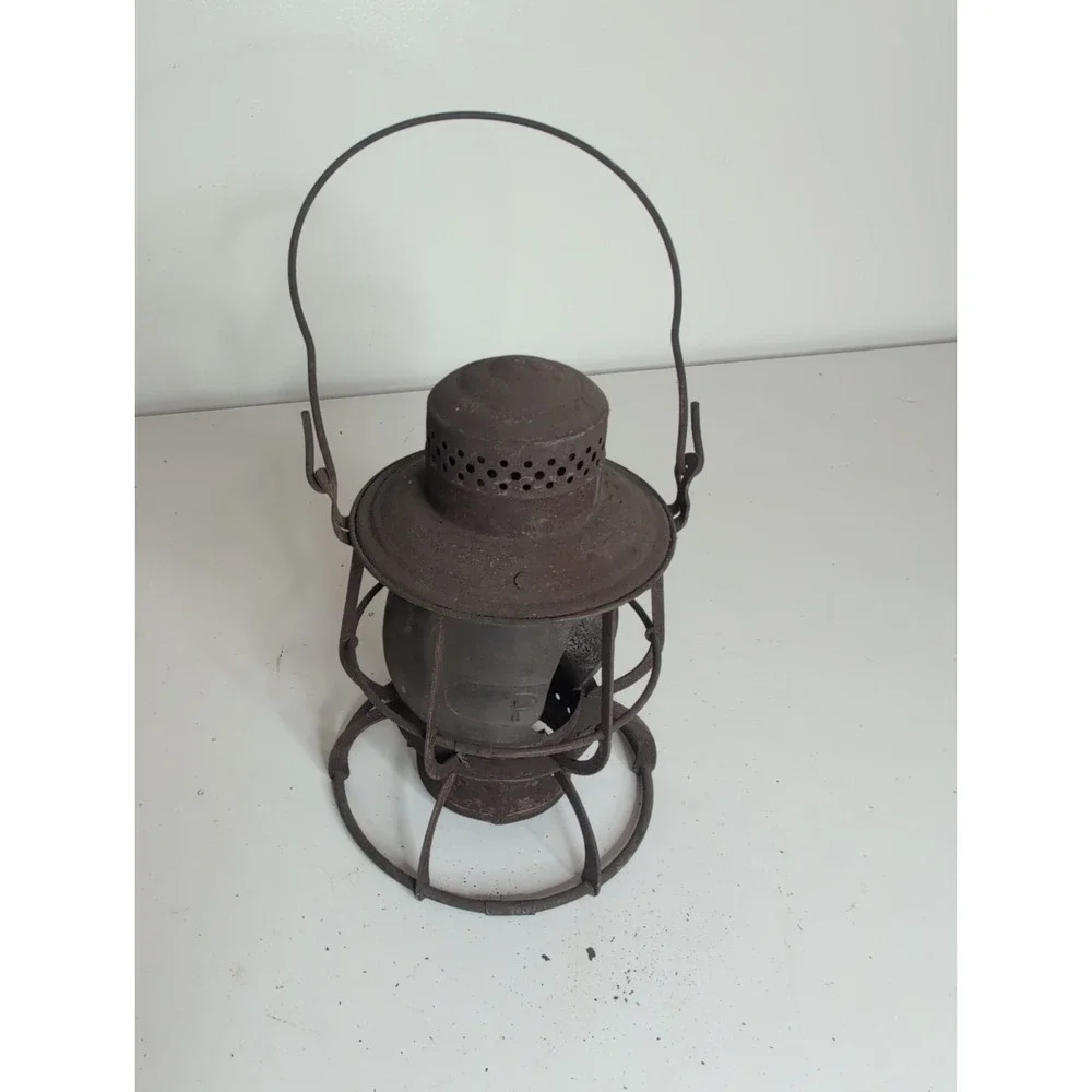 Vintage Railroad Lantern PRR Pennsylvania Railroad Keystone Logo Lid Dressel